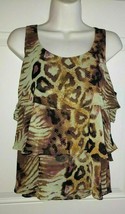 Charlotte Russe Pullover Sleeveless Layered Chiffon Animal Print Blouse Tunic M - £7.60 GBP