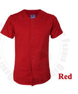 T Shirts Baseball Jersey Uniform Plain Short Sleeve Button Team Sports Red - £20.74 GBP