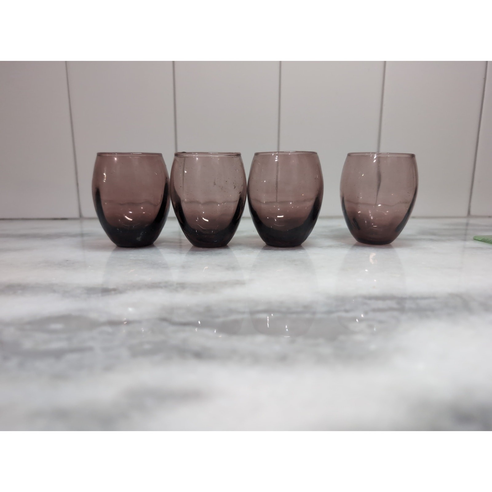 Amethyst Handblown Cordial Glasses Set of 4, Vintage Glassware, Small Cu... - $15.84