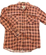 Haband Shirt Mens Med Pearl Snap Western Peach Brown Flannel Plaid Long ... - $225.80 MXN