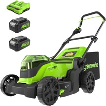 Greenworks 48V (2 X 24V) 17&quot; Brushless Cordless (Push) Lawn Mower, (2) 4... - £318.69 GBP