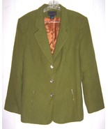 Laura Scott Olive Green Wool Blend Suit Jacket Size 14 - £35.37 GBP