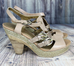 Circa Joan and David LUXE CJKAZA Size 6.5 Heels Sandals Strappy Open Toe Gold - £15.56 GBP