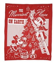 Disney 2022 Mickey &amp; Minnie Mouse Red &amp; White Christmas Holiday Fleece Throw NEW - £31.60 GBP