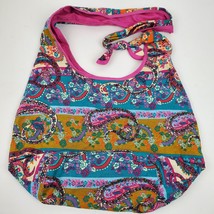 Vintage Hippie Multi Color Crossbody Paisley 16x12x5 Inch Pink Teal - $26.18