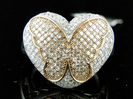 14k White Gold Plated 2.00Ct Round  Simulated Diamond butterfly Engagement Ring - £70.85 GBP