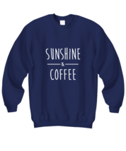 Funny Sweatshirt Sunshine &amp; Coffee Navy-SS  - £21.53 GBP