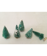 Vintage bottle brush flocked miniature Christmas tree lot MCM holiday decor - $19.75