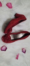 John Lewis Womens Shoes Red Suede Leather Floral Court Shoes Sz 38 - £22.88 GBP