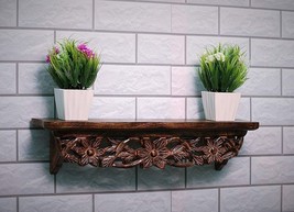 Hand Carved Wooden Wall Décor Shelf For Bedroom Living Room Decoration - £119.62 GBP