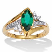 PalmBeach Jewelry Gold-plated Sterling Silver Marquise Cut Simulated Emerald and - £81.18 GBP