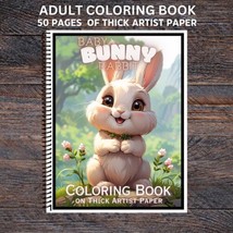 Baby Bunny Rabbit - Spiral Bound Adult Coloring Book - Thick Artist Paper - £25.28 GBP