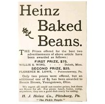 Heinz Baked Beans 1897 Advertisement Victorian Pittsburgh Pennsylvania A... - €8,57 EUR