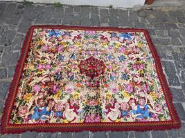 Colorful vintage bedspread, smooth velvet Italian bed cover, retro bohem... - $140.00