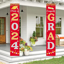 Graduation Decorations 2024 GRAD Banner Red Graduation Party Decorations 2024 Po - £11.13 GBP