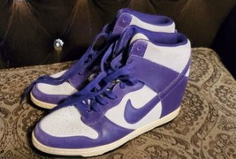 Nike Women&#39;s Dunk Sky Hi Hidden Wedge Sneakers size 10 Purple/ White - £44.10 GBP