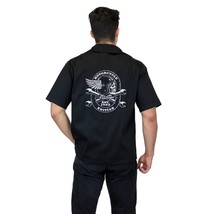 Men&#39;s Black Motorcycle Edition Embroidered Short-Sleeve Top S-4XL - £49.52 GBP