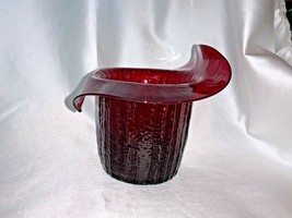 Vintage Ruby Red Blown Glass Jack n Pulpit Hat Vase - £51.14 GBP