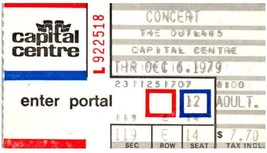 The Outlaws Concert Ticket Stub December 6 1979 Landover Maryland - $34.64