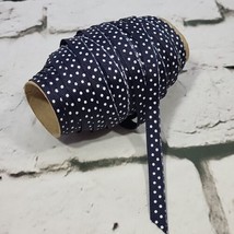 Vintage Ribbon Navy Blue Polka Dot Edging Crafting Sewing Partial Spool  - £7.74 GBP
