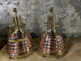 Nautical Vintage Large Copper And Brass Directional Cargo Light Pendant Set of 2 - £1,831.73 GBP