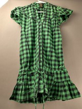 Urban Vibe Green Flannel Dress Size XS 100% cotton ruffles button up 1395 - £17.47 GBP