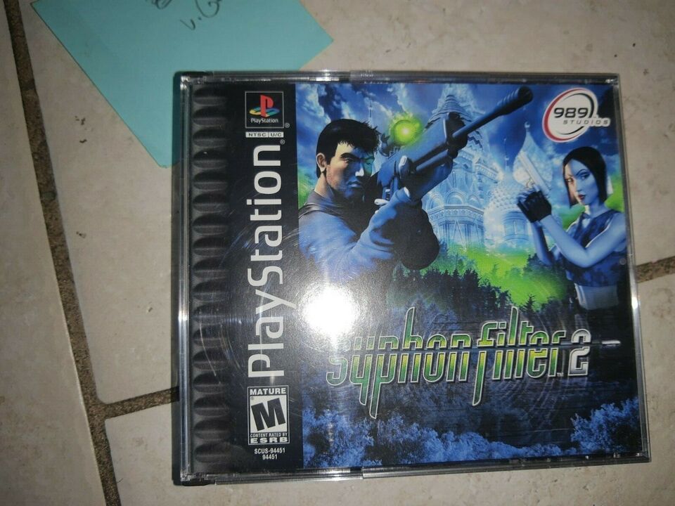 CIB Complete Playstation PS1 Black Label Syphon Filter 2 Disc case  instructions - £18.15 GBP