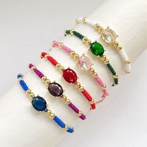 E jewelry adjustable string braided bracelet colorful cz rainbow luxury charm bracelets thumb200