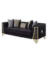 Novara Black and Gold Velvet Modern Sofa &amp; Loveseat Set - $1,999.00
