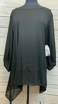 Karen Kane Aquarius Black Semi-Sheer Hi-Lo Peasant Tunic Top Size 2X NEW... - $692.08 MXN