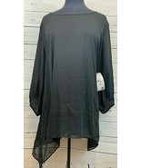 Karen Kane Aquarius Black Semi-Sheer Hi-Lo Peasant Tunic Top Size 2X NEW... - $688.05 MXN