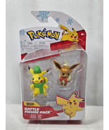 Pokemon Battle Figure Pack Pikachu &amp; Eevee Holiday Christmas Collectible... - £7.77 GBP