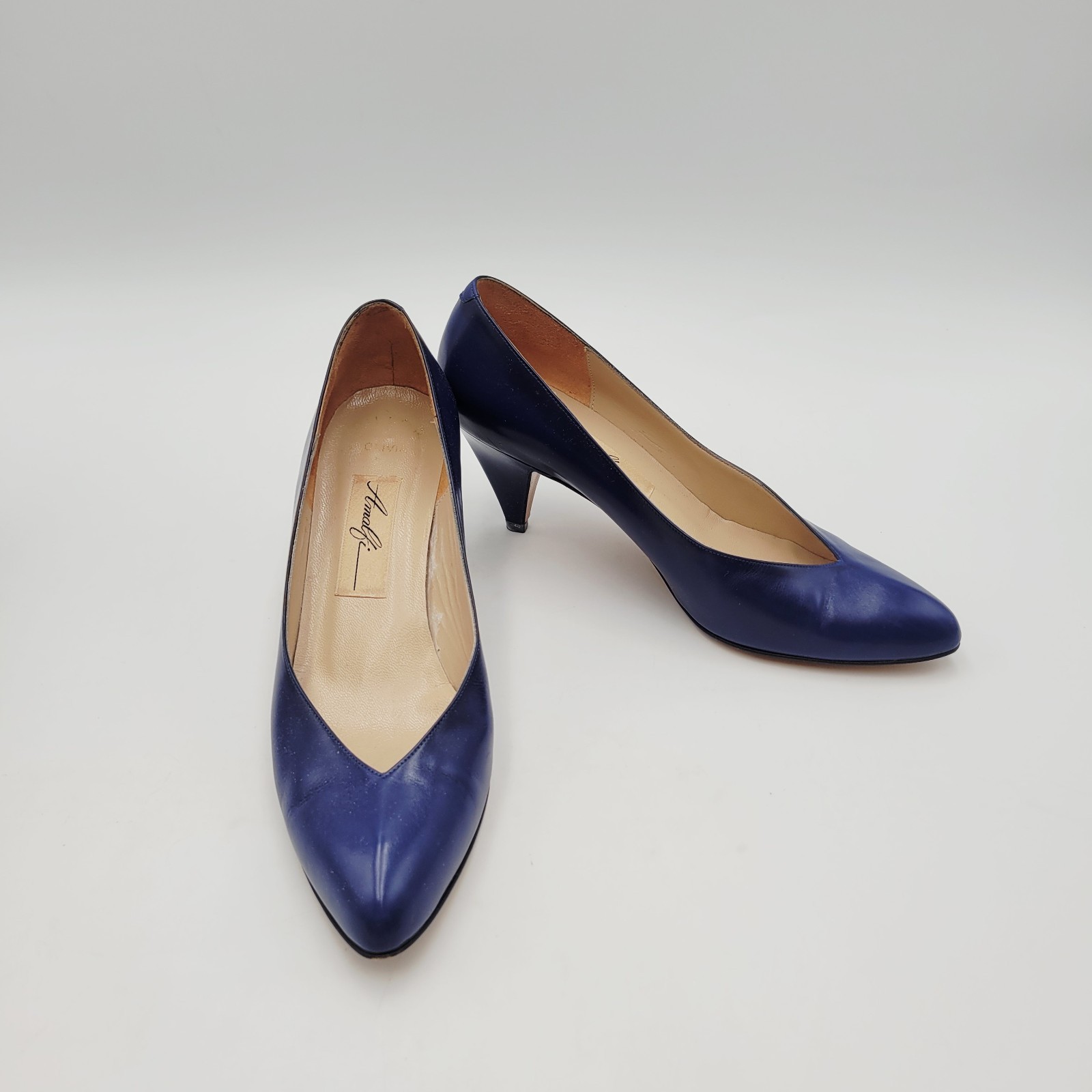 Amalfi Women's Leather Shoes Pumps Olivia Navy Blue Italy Size 7.5 Shoes ITALY . Item image 3