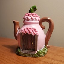 Pink Teapot Fairy House, Miniature House, Fairy Garden Crafts, Garden decor image 3