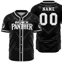 Custom Baseball Jersey Black Panther Unisex Shirt Marvel Gifts Mens Wome... - £21.32 GBP+