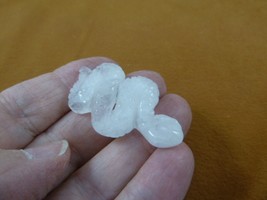 (Y-SNAK-FL-580) White quartz crystal SNAKE SIDEWINDER FIGURINE GEMSTONE ... - $18.69