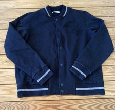 Pull &amp; Bear Men’s Snap front sweatshirt jacket size L Black R11 - $15.74