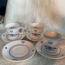 Noritake Blue Haven Progression China 9004 Set 3 Coffee Tea Cup Mug &amp; 4 Saucers - £18.68 GBP