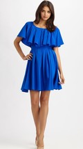 Cynthia Steffe Women&#39;s Dress Overlay Royal Pool Blue Silk Ruffles Size 0 NWT  - £79.38 GBP