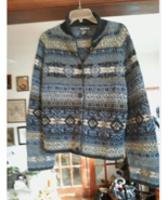 Nautica Buttondown Sweater Blue/Gray/Black EUC L - $216.84 MXN