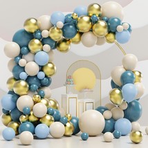 Dusty Blue Balloon Garland Arch Kit, 124Pcs Dusty Blue And Sand White Gold Ballo - £13.29 GBP