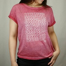Roxy Women&#39;s Pink Heather Waves Button Back S/S T-Shirt - £7.18 GBP