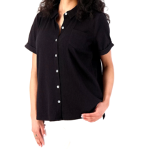 Belle by Kim Gravel Packabelle Camp Shirt with Pocket- BLACK, X-SMALL #A596084 - £22.65 GBP