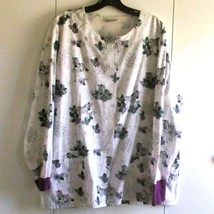 Ua Scrubs Uniform Advantage Zebra &amp; Floral Print Long Sleeve Scrub Top XL - $146.42 MXN