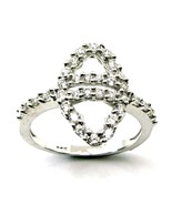 Real.925 Sterling Silver Ring CZ Studded Platinum Finish - £22.71 GBP