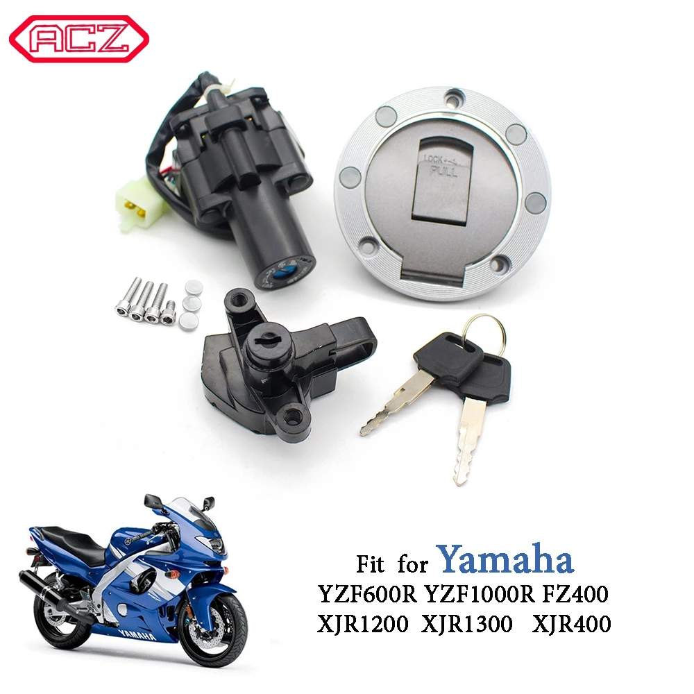 Motorcycle Gas Fuel Tank Cap Cover Seat Lock Set W/Keys Ignition Switch   YZF600 - £321.20 GBP