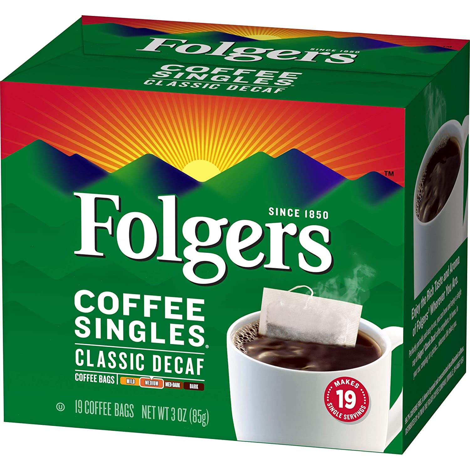 Folgers Classic Medium Roast Decaf Coffee, 19 Count Singles Serve (3 Pack) - $38.43