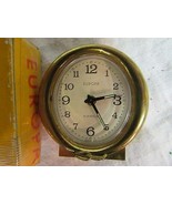 Europa Vintage Travel Alarm Clock gold tone metal desk 2 jewels works sm... - €43,55 EUR