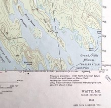 Map Waite Maine 1940 Topographic Geological Survey 1:62500 22 x 18&quot; TOPO2 - £35.83 GBP