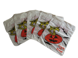 5x Vtg Halloween Cat Jack-o-lantern Plastic Trick or Treat Candy Bags Bats VONS - £9.11 GBP